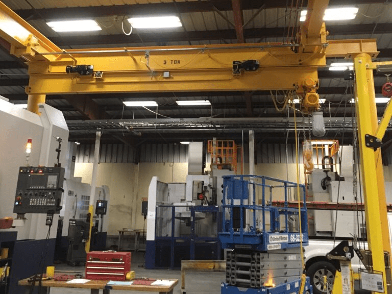 Industrial overhead crane in factory setting