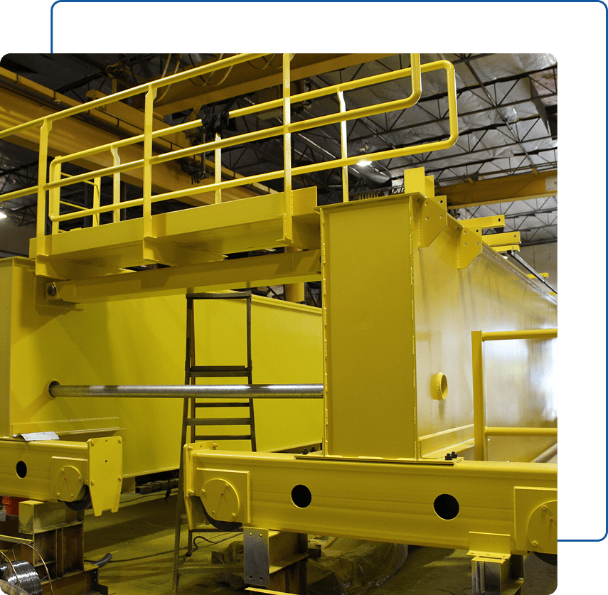 Yellow industrial equipment in warehouse
