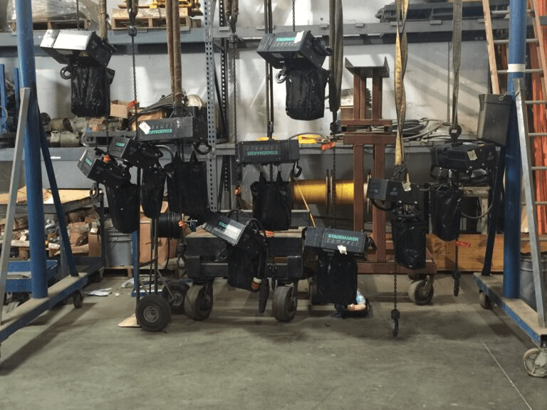 Warehouse with lighting gear