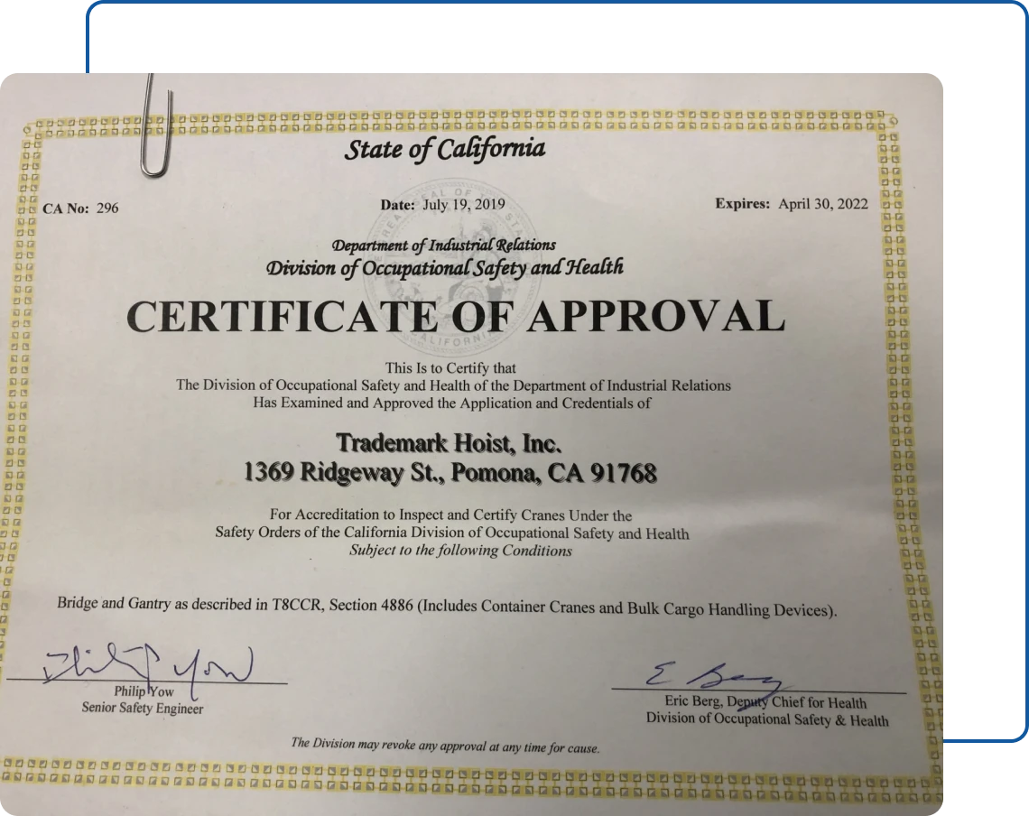 Certificate of Approval document