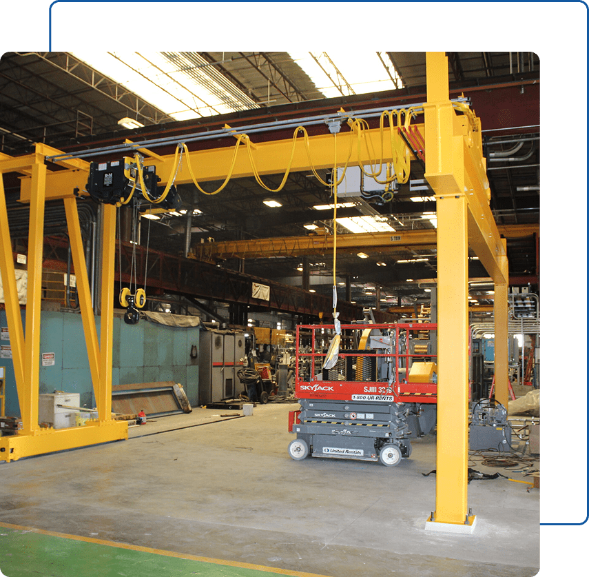 Heavy-duty gantry crane in factory setting