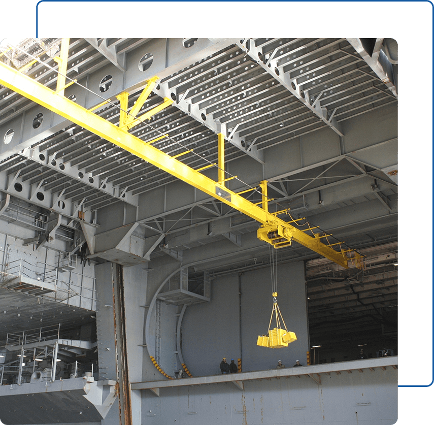 Industrial crane in ship construction zone