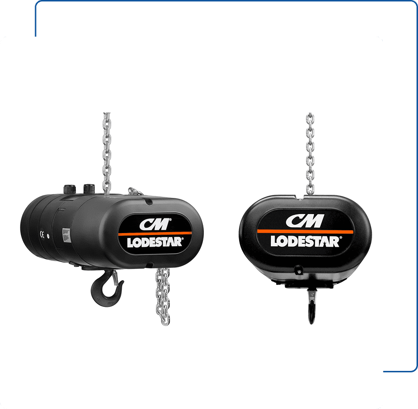 Black CM Lodestar hoist with chains