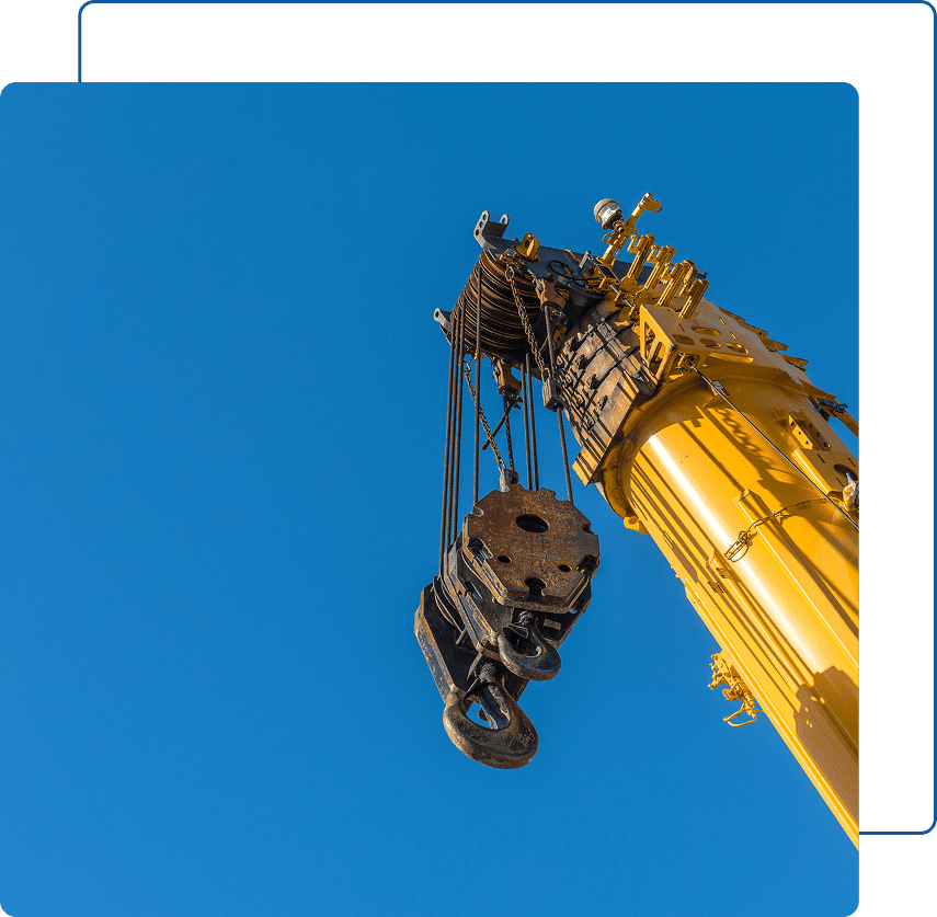 Construction crane with blue sky background.