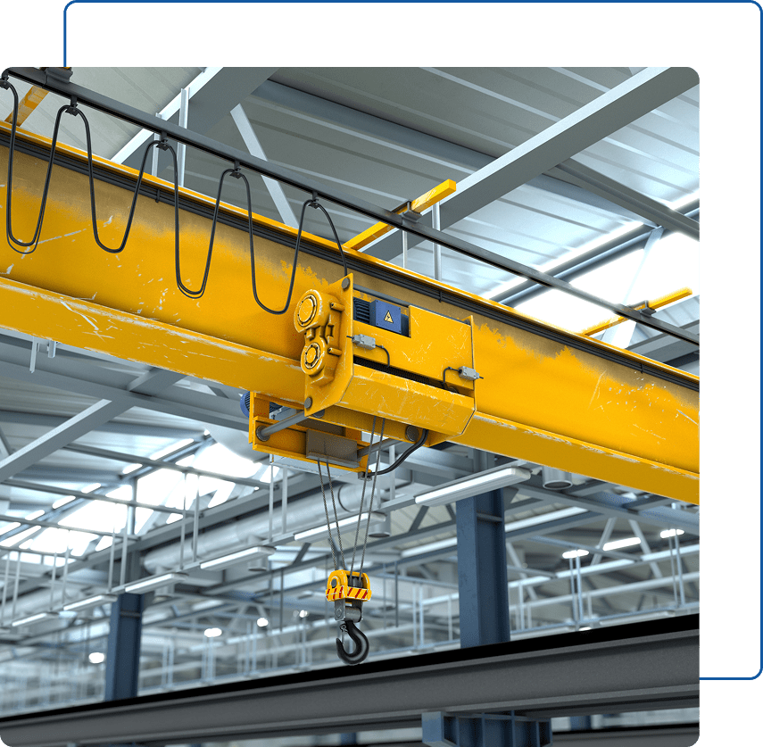 Industrial crane inside a modern factory