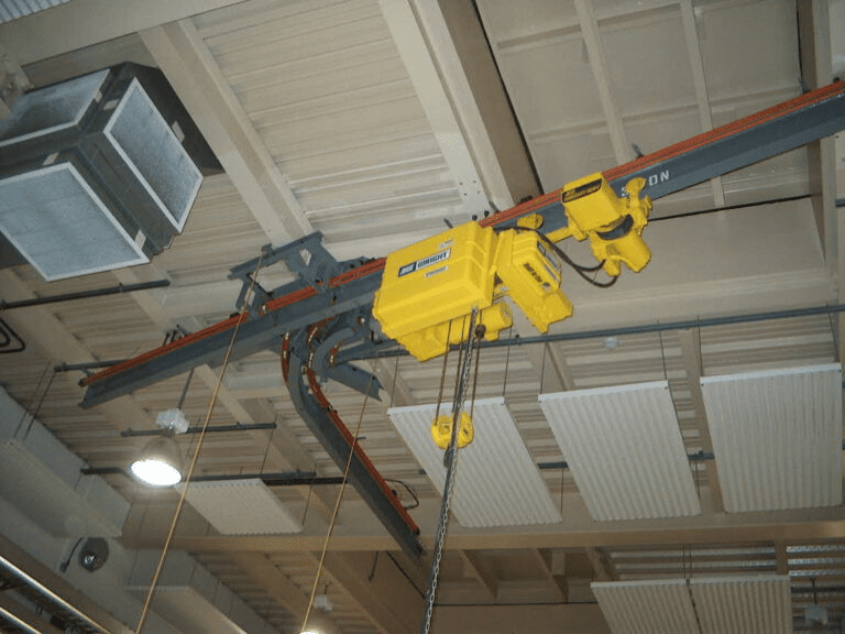 Industrial overhead crane in warehouse