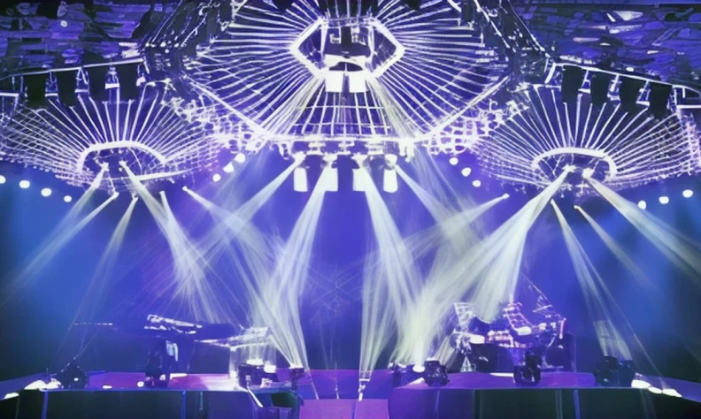 Dynamic stage lighting at music event